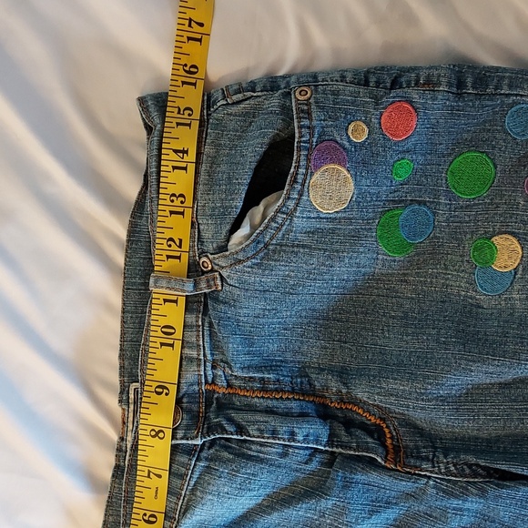 Route 66 Women's Vintage Cropped Jeans Embroidered Dots Circles Size 14 … - Picture 6 of 12